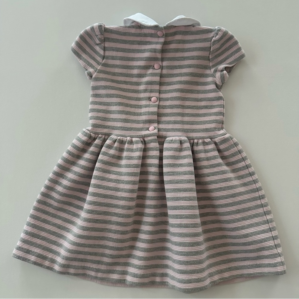 Ralph Lauren 18 Months Baby Girl Pink Gray Stripe Ponte Dress - Picture 5 of 5